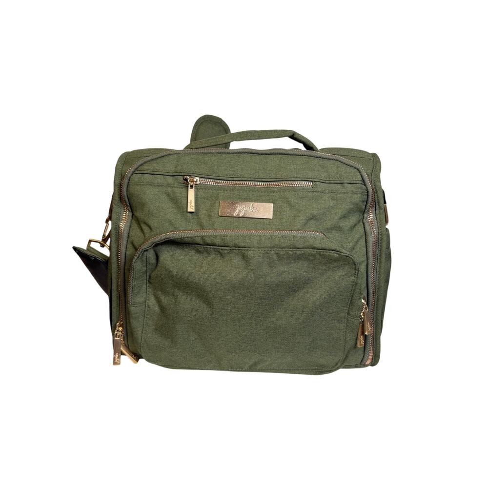 JuJuBe B.F.F. Convertible Diaper Bag Olive Chromatics Rose Gold Backpack Tote